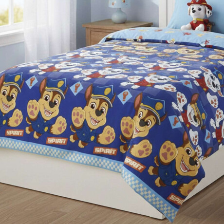 Colcha Infantil Paw Patrol 1 Plaza 100% Microfibra Azul Oscuro