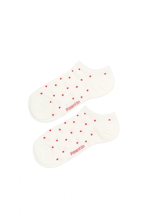 Media Invisible Lunares Blanco/Rojo