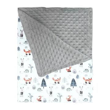 Manta Para Bebé 102 x 76 cm Animales Del Bosque Minky Blanco 1