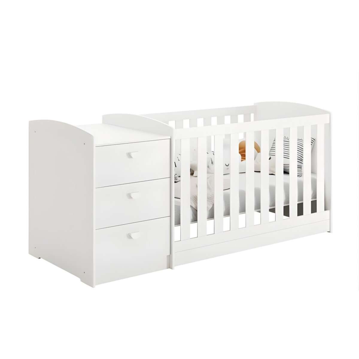 Cuna Convertible con Comoda Integrada 3 Cajones Atlanta - Blanco 
