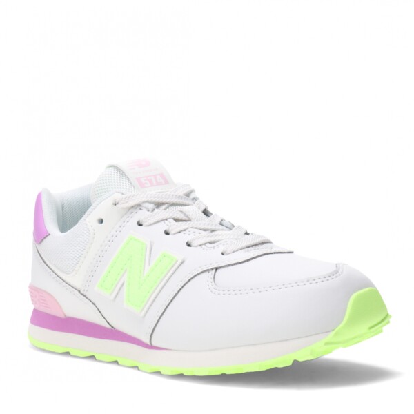 Championes Infantiles New Balance 574 Kids Gris - Violeta - Amarillo Fluo