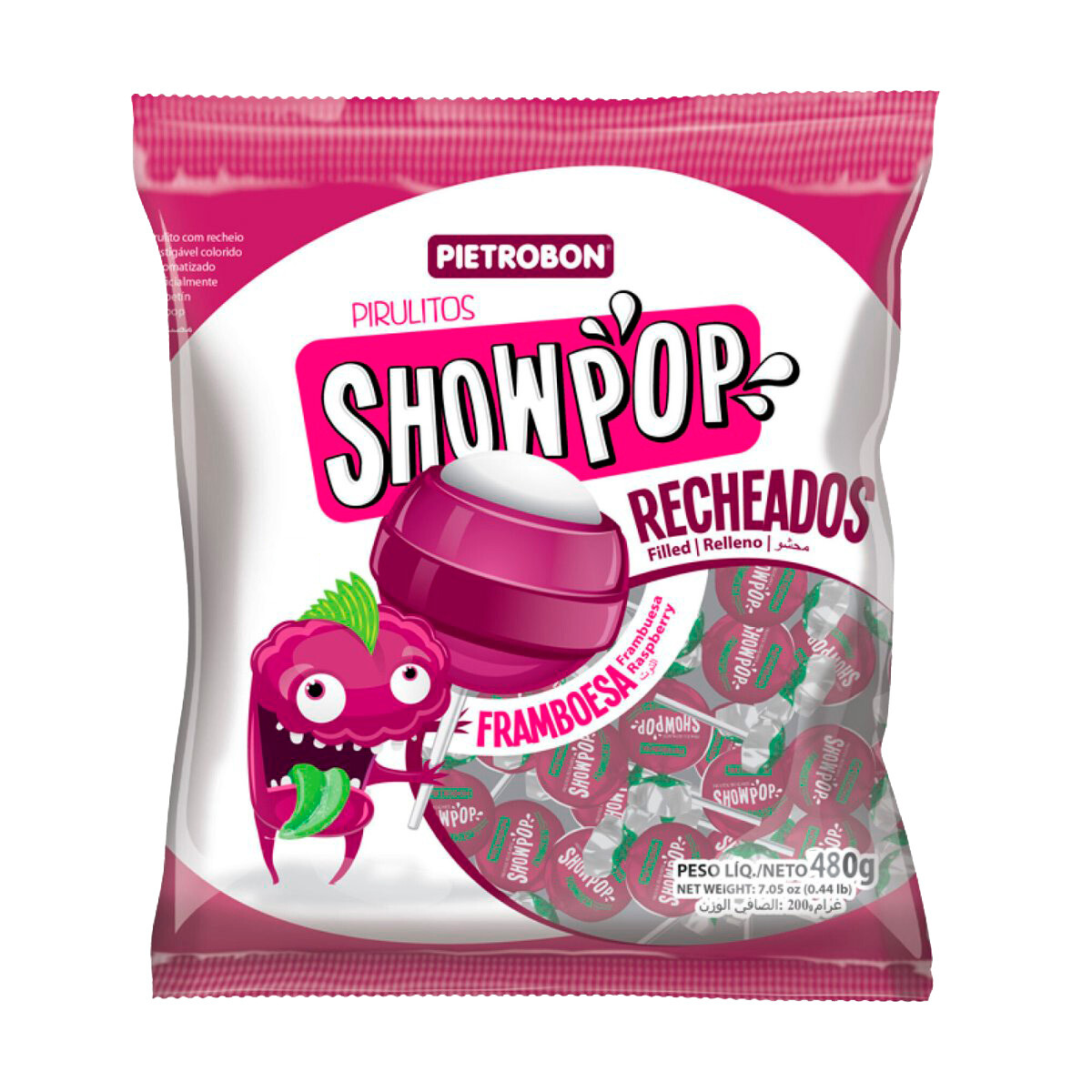 CHUPETIN RELL SHOWPOP 480G/24U FRAMBUESA 