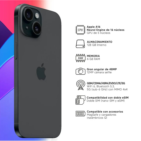 Iphone 15+ 6/128 Gb Open Box NEGRO