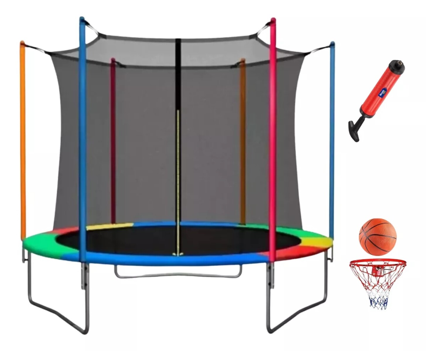 Cama Elástica Infantil Multicolor Con Red De Seguridad - Azul 