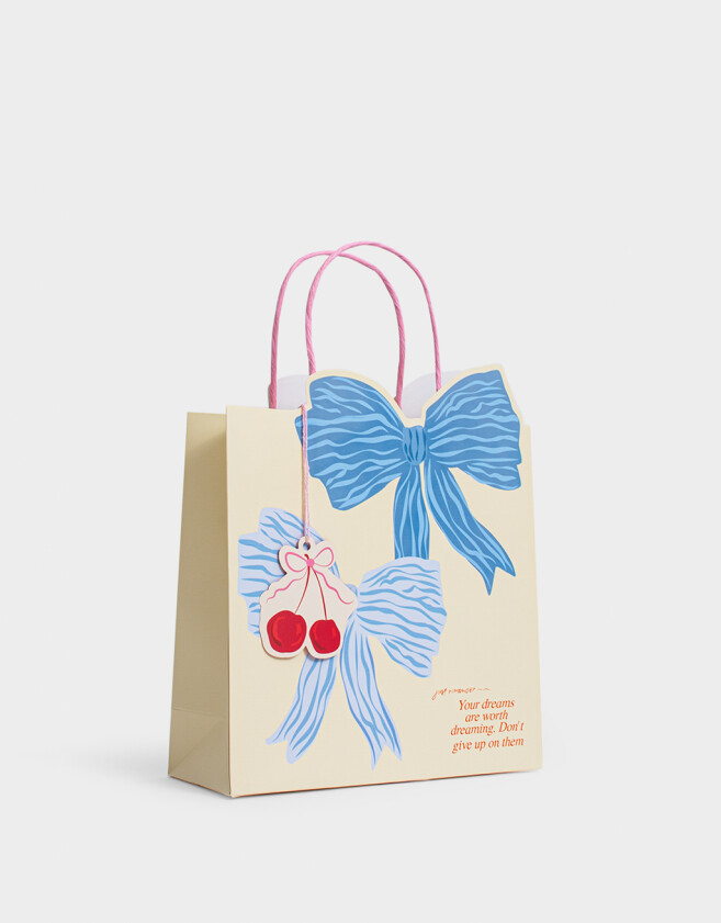 Accesorios Regalos Estampados Bolsa De Regalo Estampa Moño Y Cherry - Combinacion Multicolor