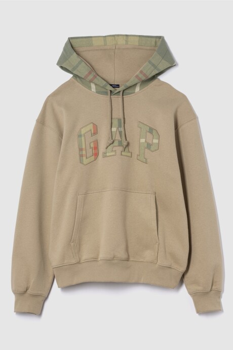 Buzo Canguro Logo Gap Hombre Iconic Khaki