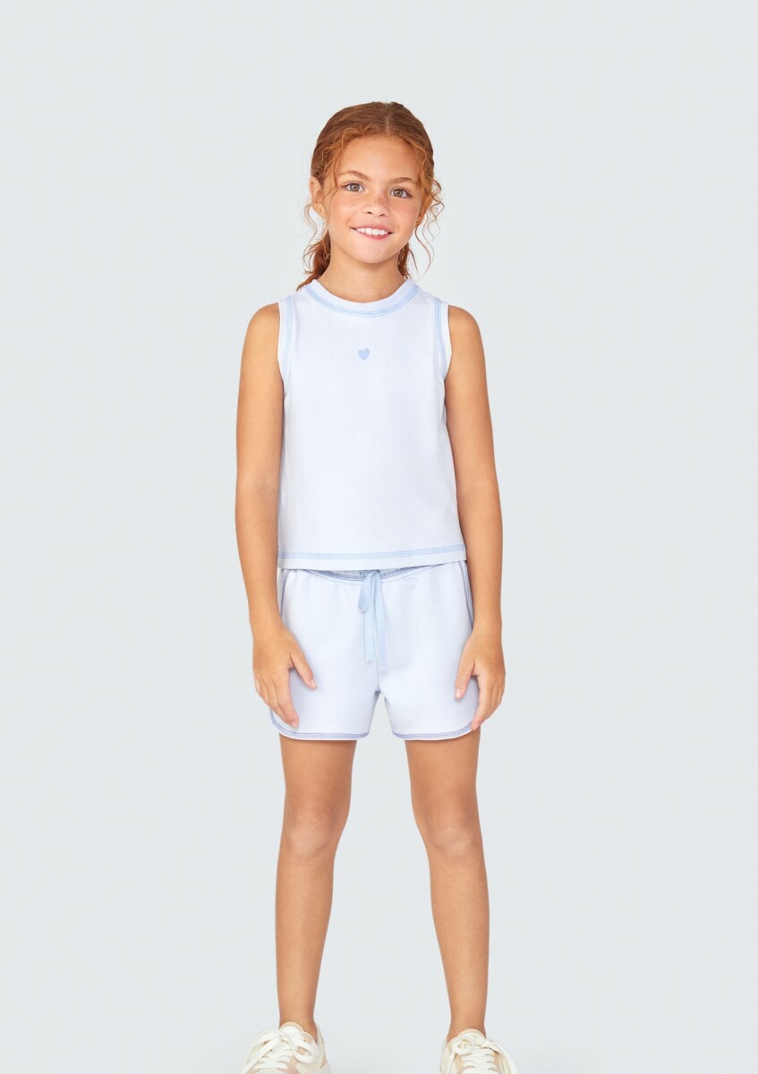 CONJUNTO INFANTIL CON SHORT - CELESTE 