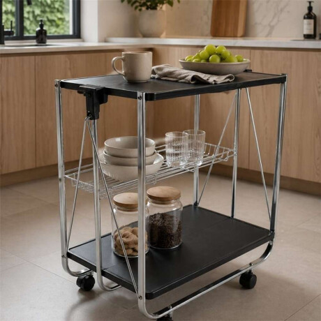Carrito Plegable 3Niveles 40X63X70Cm Negro Y Metal
