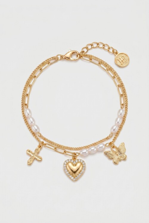 Pulsera cord dije cora y sol dorado
