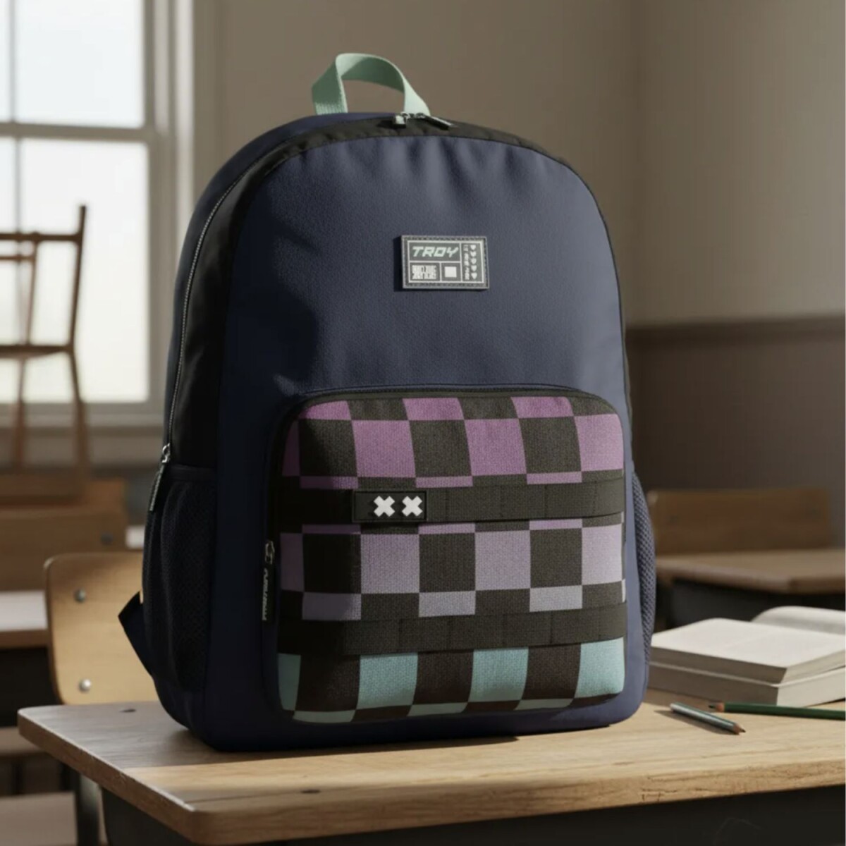 Mochila Trendy Game Escolar con Porta botella - Azul 