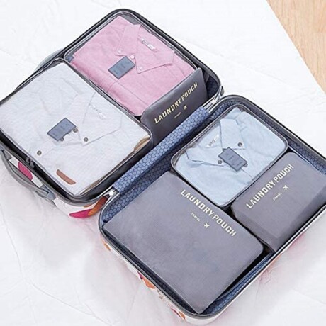 Organizadores para valija set x6 LAUNDRY POUCH Gris