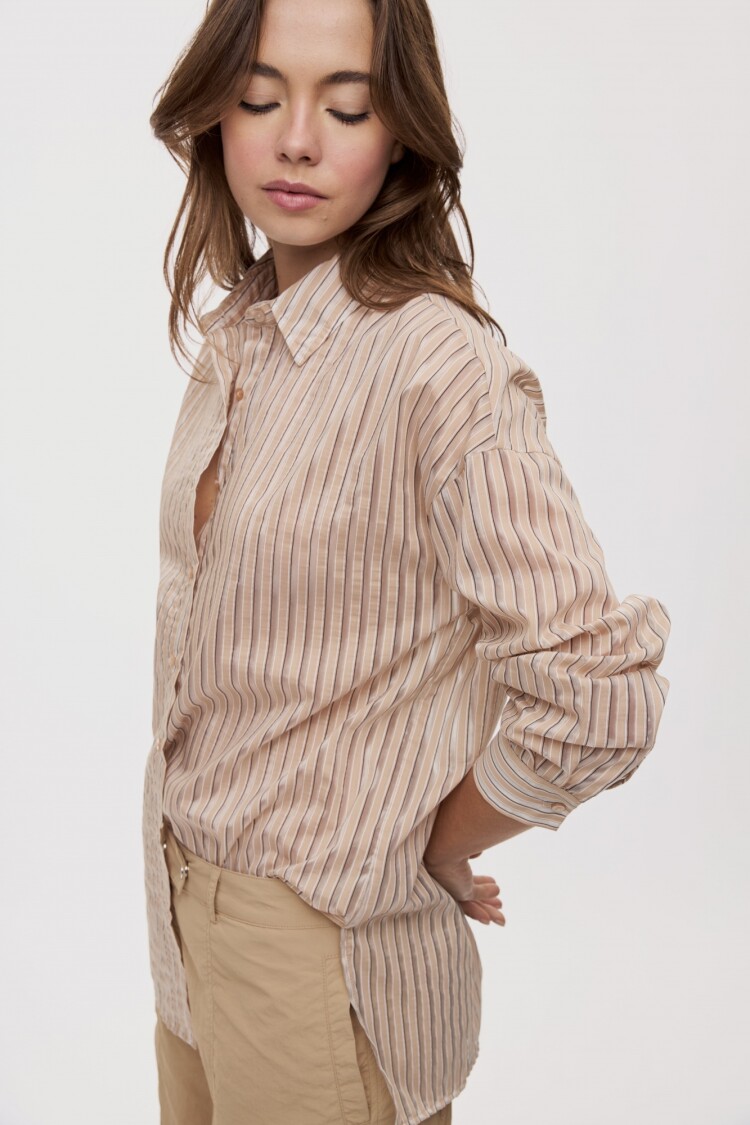 CAMISA JAZMINA STRIPES Beige