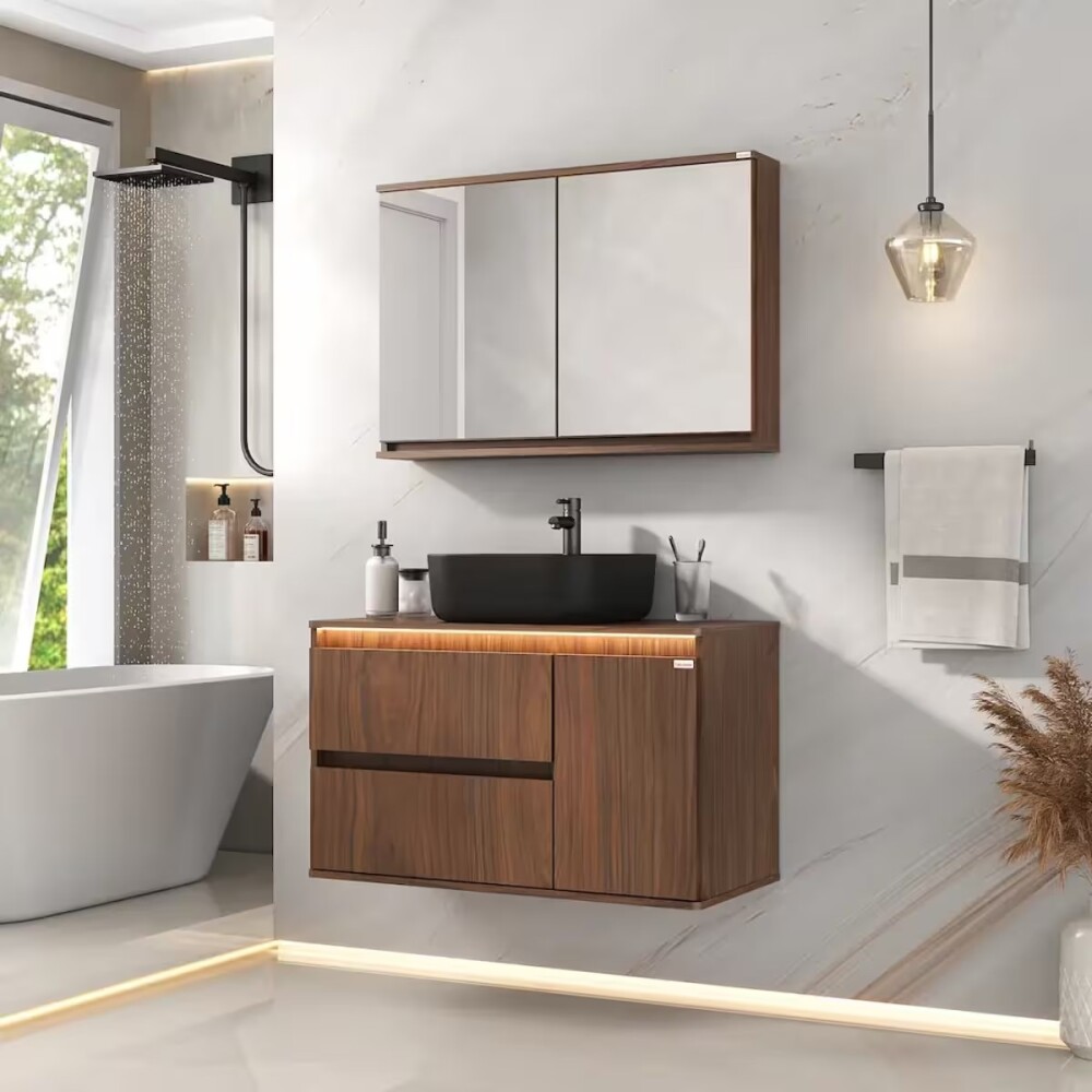 Mueble de baño suspendido Adelaida 90 cm Cacau sin bacha Mueble De Baño Suspendido Adelaida 90 Cm Cacau Sin Bacha