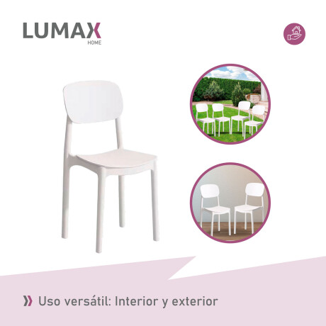 Silla Plastico Lumax Bruselas living comedor jardín Blanco