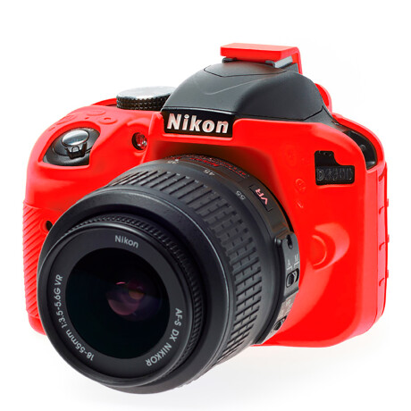 Easycover - Funda de Silicona para Nikon (D3300 / D3400) ECND3300R - Flexible y Elastico. Color: Roj 001