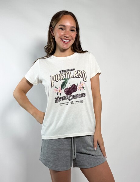 Remera estampada Cande Beige
