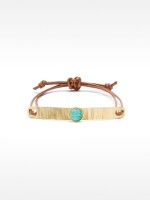 Pulsera De Piel Con Placa Y Piedra azul