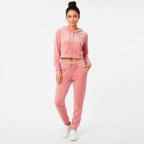 Conjunto Jogging Plush Campera + Pantalón Dama Rosa