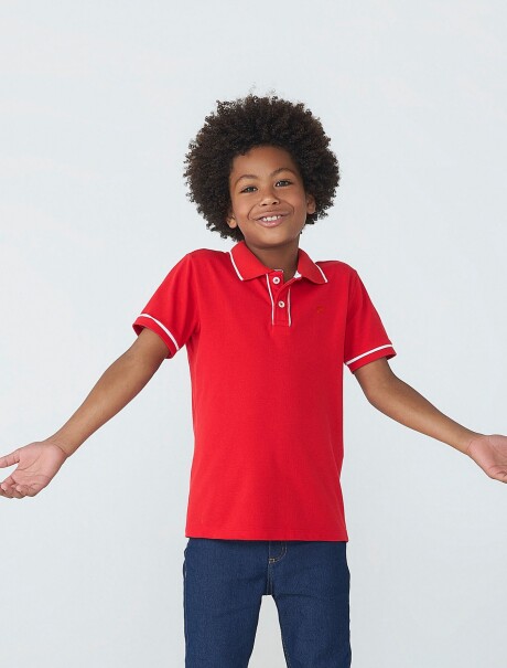 POLO DE NIÑO CON LOGO BORDADO ROJO