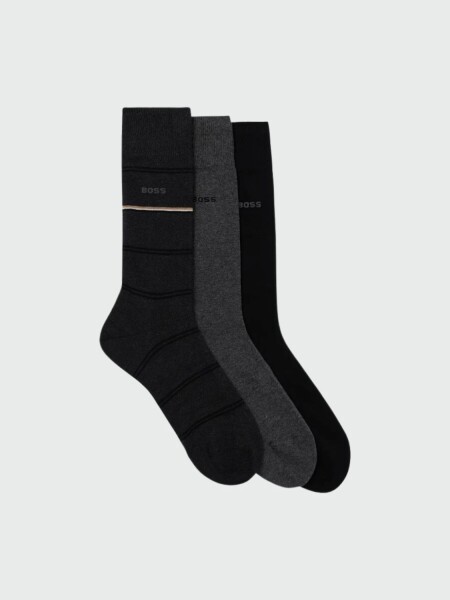 BOSS - Pack X 3 medias de largo medio Charcoal