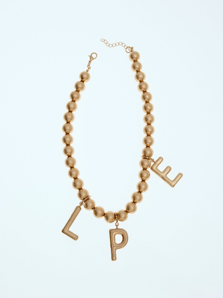 Collar Corto De Cuentas dorado
