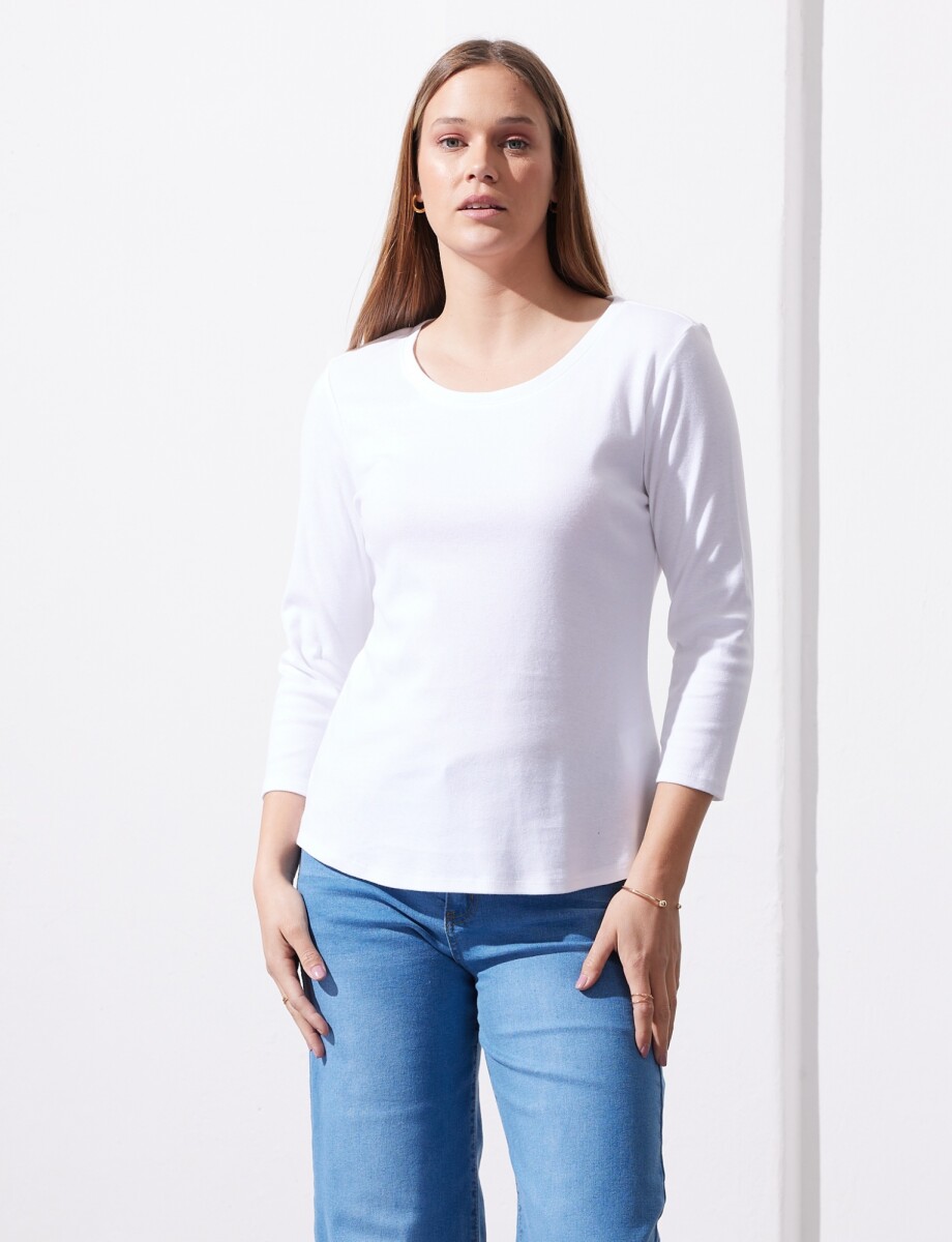 Remera Algodon Basica - Blanco 