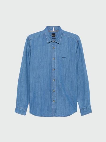 BOSS Black - Camisa Algodón Hombre Azul