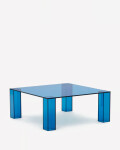 Mesa auxiliar Adularia de cristal templado azul 85 x 85 cm