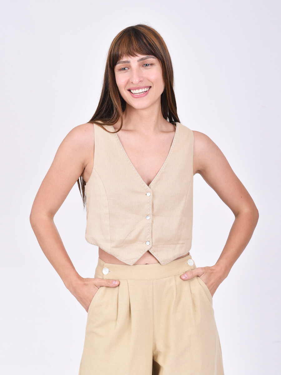 CHALECO CLEO - BEIGE OSCURO 