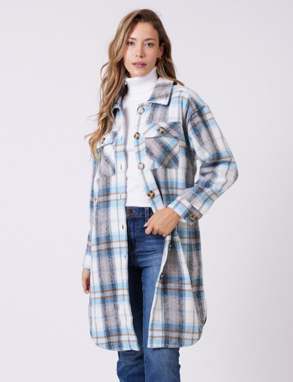 Sobrecamisa Larga Cuadros MULTI/CELESTE