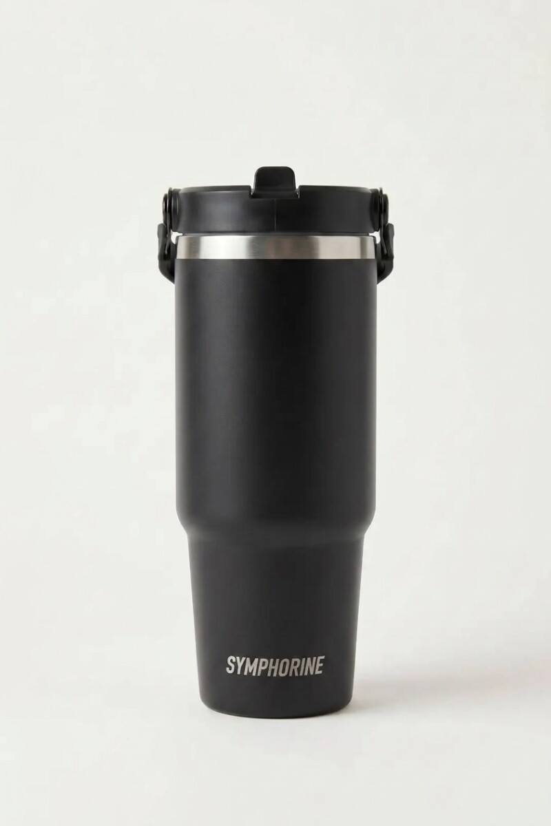 Botella mug térmica de acero inoxidable negro