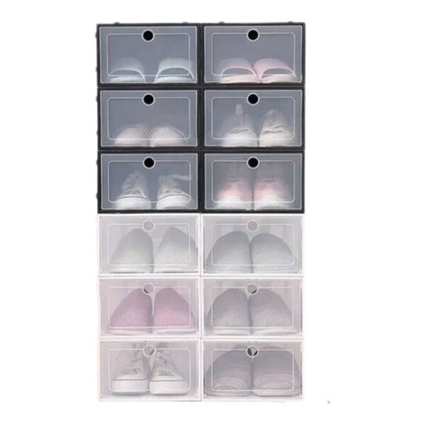 Caja Zapatos Zapatera Transparente Organizador Apilable Color Variante Negro