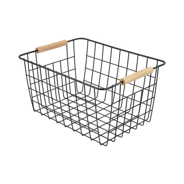 Canasto Organizador de Cocina IMBACK | Metálico, Versátil y con Manijas de Madera Canasto Organizador de Cocina IMBACK | Metálico, Versátil y con Manijas de Madera