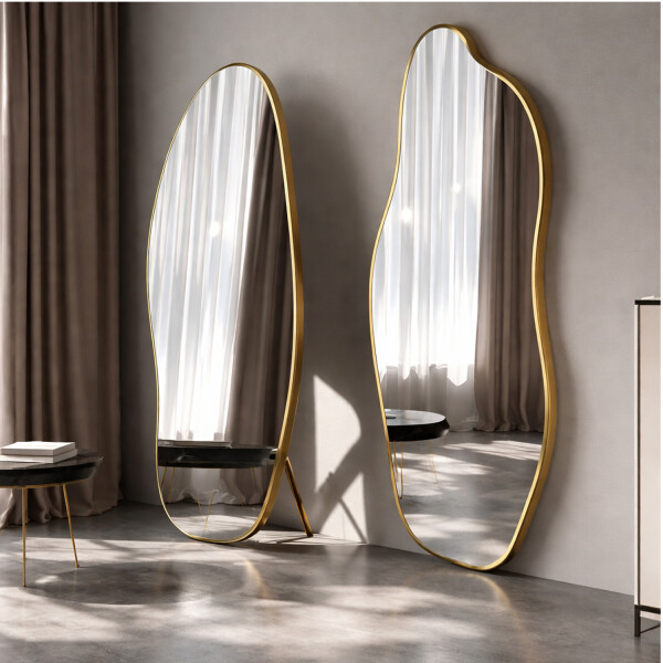 Espejo Irregular Pared Cuerpo Entero 50 X 160 Cm DORADO