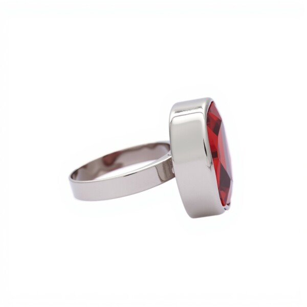 Anillo Rectangulo-Plata 925-Semilla de Huayruro-AN3118 conpiedra