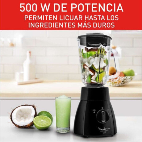 Licuadora Con Jarra Vidrio Moulinex Optimix 2 Vel 1.75 L Negro