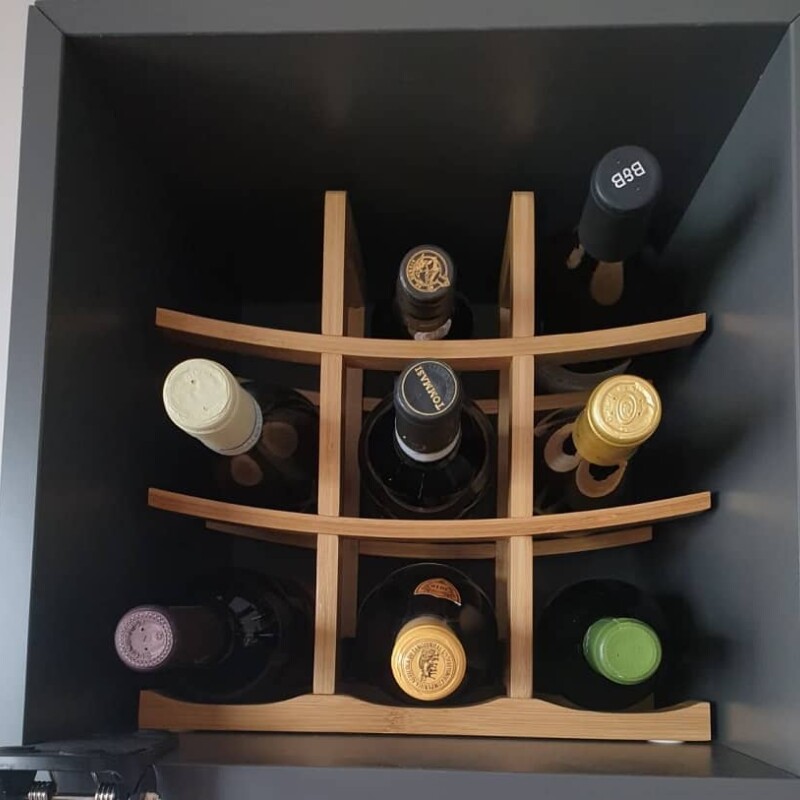 Vinera soporte 9 botellas de vino madera bambú Vinera soporte 9 botellas de vino madera bambú