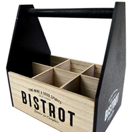 CAJON MADERA PARA 6 BOTELLAS CON ASA BISTROT BLANCO/NEGRO 23.5X25X16CM 27727 CAJON MADERA PARA 6 BOTELLAS CON ASA BISTROT BLANCO/NEGRO 23.5X25X16CM 27727