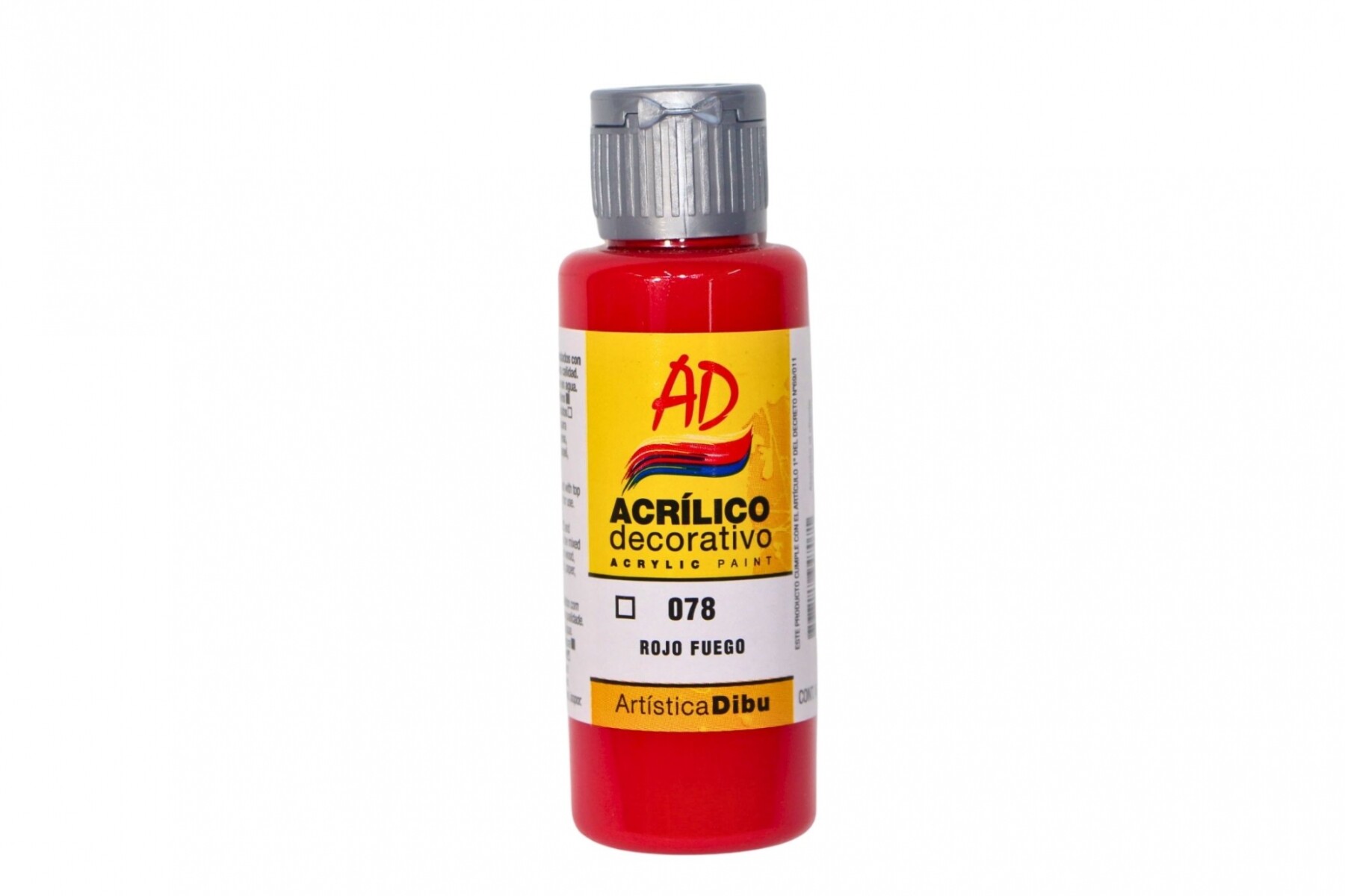 PINTURA ACRILICA ARTISTICA DIBU 60 ML. DIFERENTES COLORES - COLOR ROJO FUEGO 078 