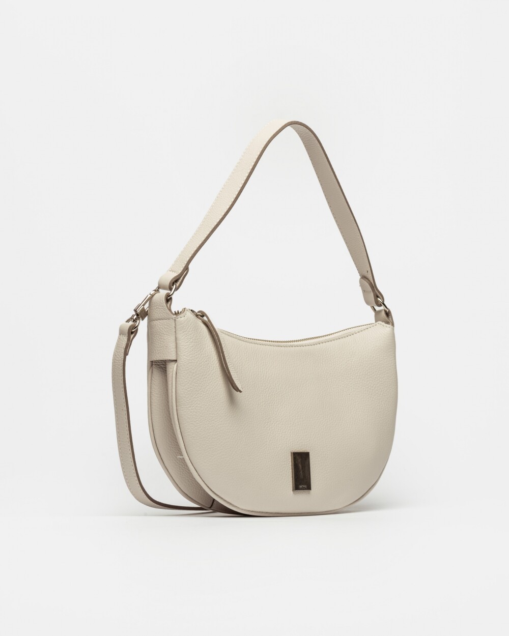 Cartera al Hombro Lua En Cuero Graneado Natural