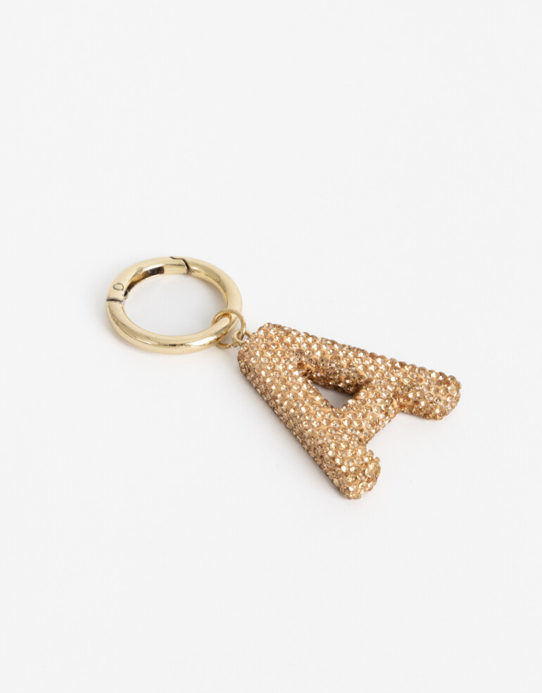 Llavero Strass Llavero Y Bag Charm Strass Letra "a" - Dorado Oro Claro
