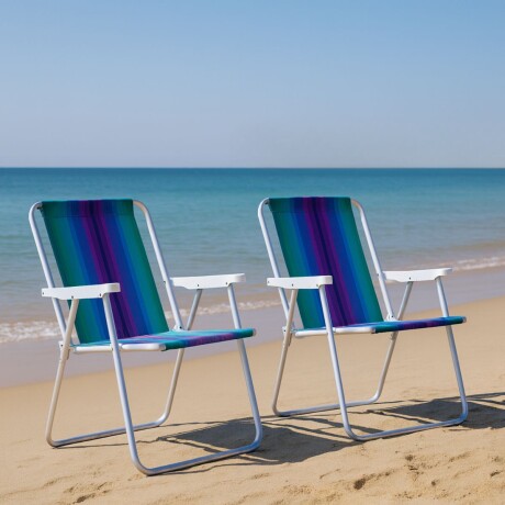 Set X 2 Sillas Altas Aluminio Clásica A Rayas VIOLETA