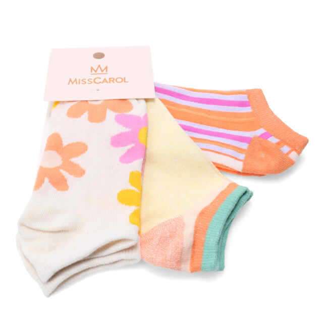 Medias de Mujer Miss Carol Media Big Flower pack X3 Anaranjado
