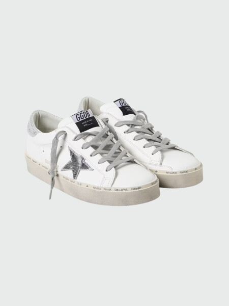Golden Goose-Championes de cuero acordonados con suela alta , HI Star Blanco