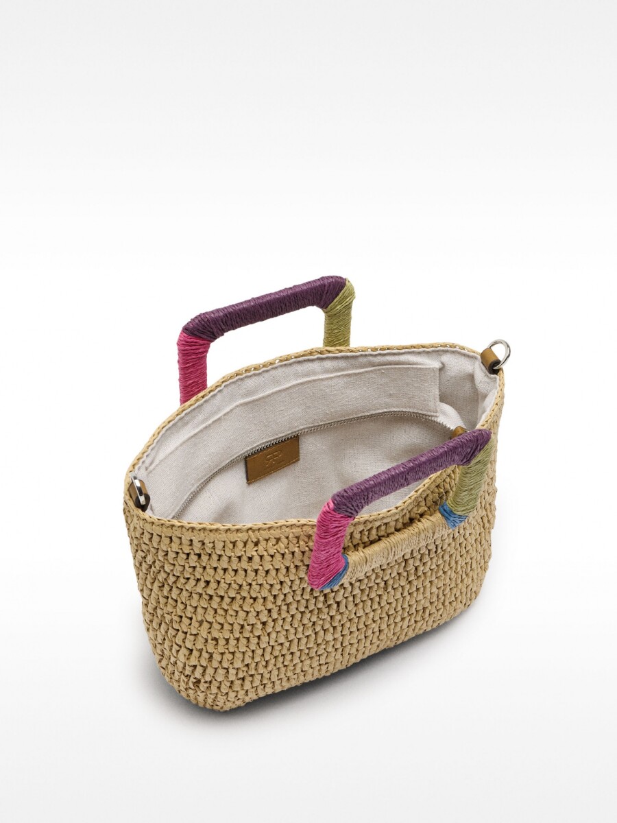 Bolso Tote Efecto Rafia Con Asa Multicolor natural