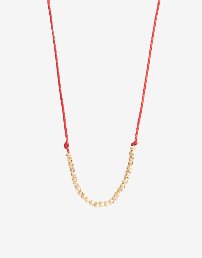 Collares Cortos Cordón Collar Corto Cordón Y Beads - Dorado