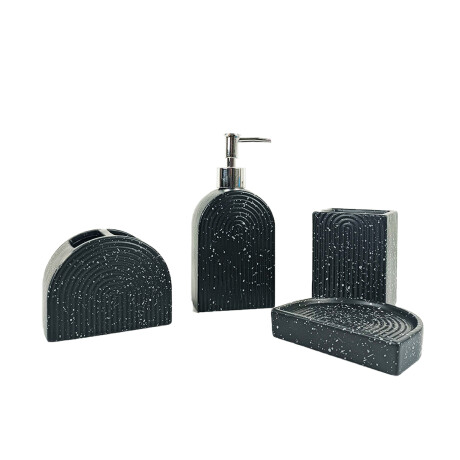 Set 4 Piezas De Cerámica Para Baño Negro