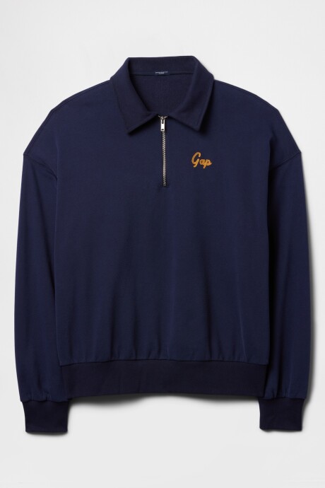 Buzo Tipo Polo Medio Cierre Logo Gap Hombre Navy Uniform