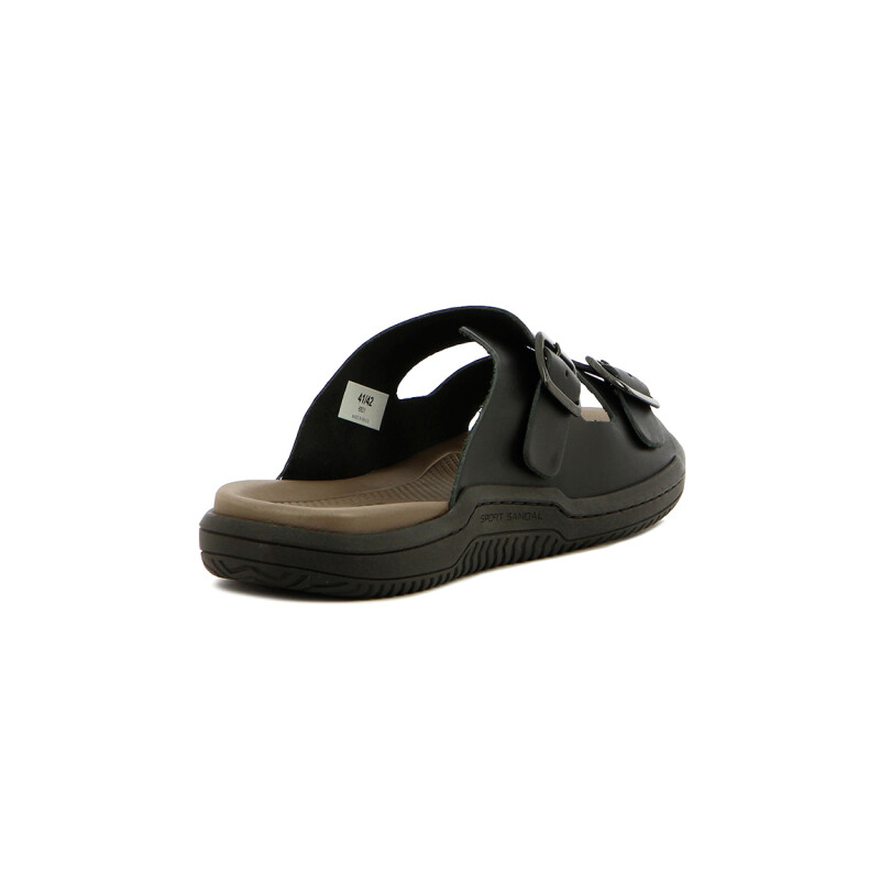 Country Sandalia Hombre Doble Tira C/ Hebilla Negro
