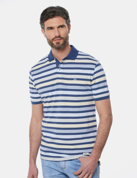 REMERA POLO RAYADA Azul